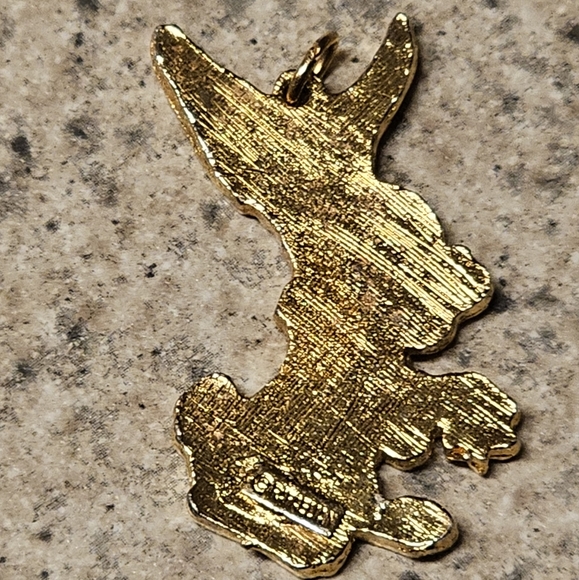 Vintage Rafaelian Bunny Rabbit Enamel and Goldtone Pendant - Picture 2 of 3